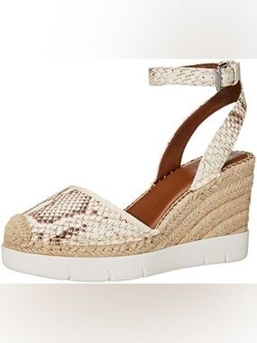 Wedge Espadrille Ankle-Strap Sandal in Cream Snake sz 11